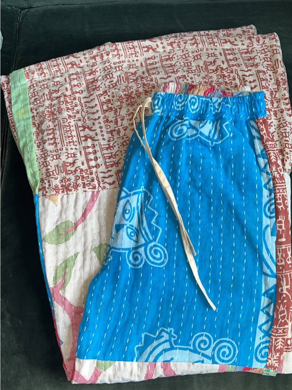 Shes1Oak Kantha Patchwork Wide Leg Pants